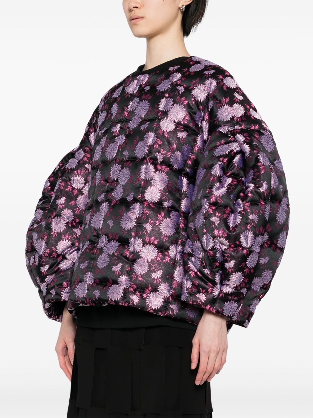 floral detail puffer jacket - 3