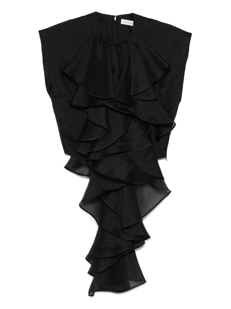 layered-ruffle silk top 1