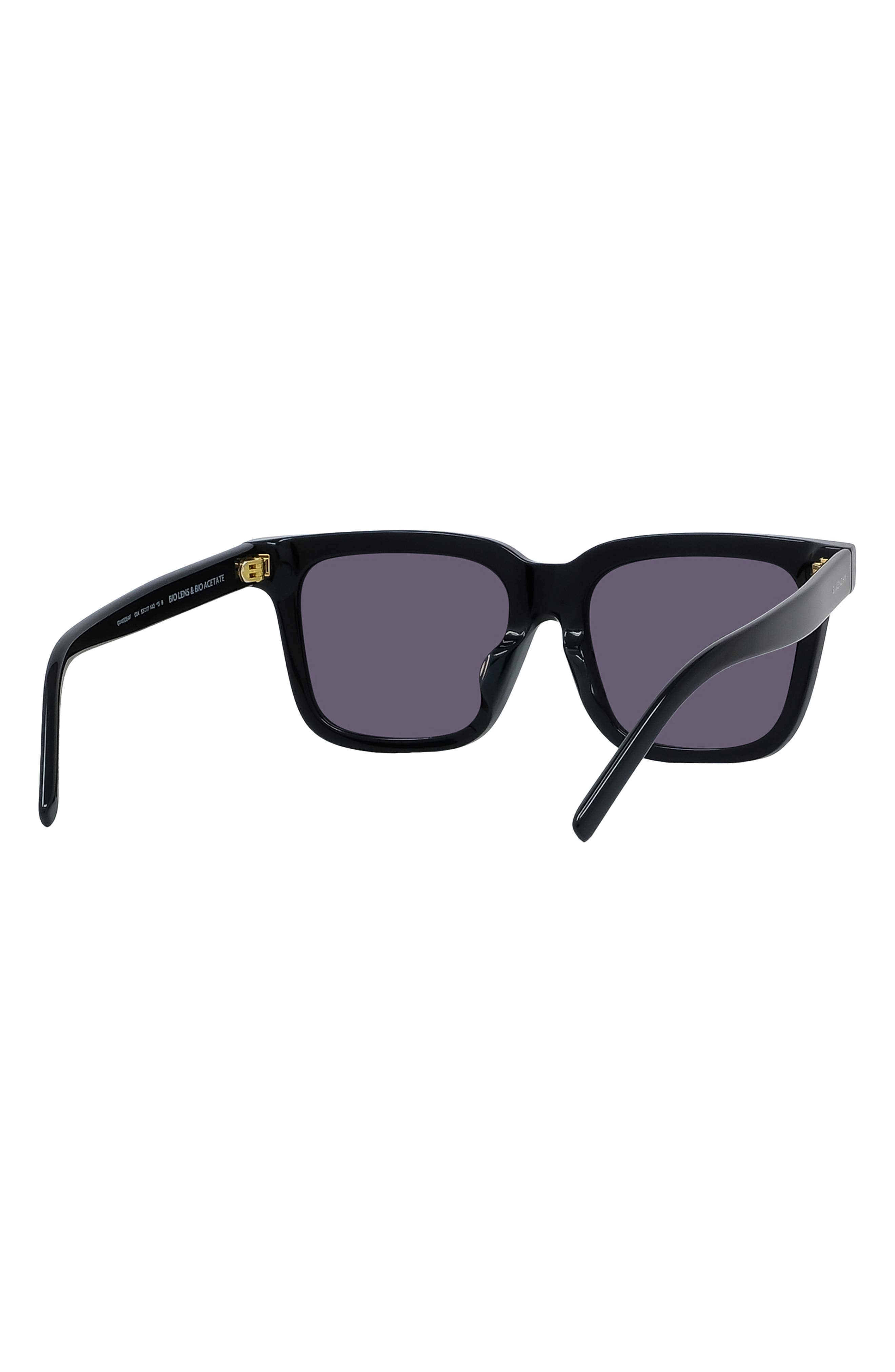 Givenchy GV Day 53mm Rectangular Sunglasses in Shiny Black /Smoke at Nordstrom - 6