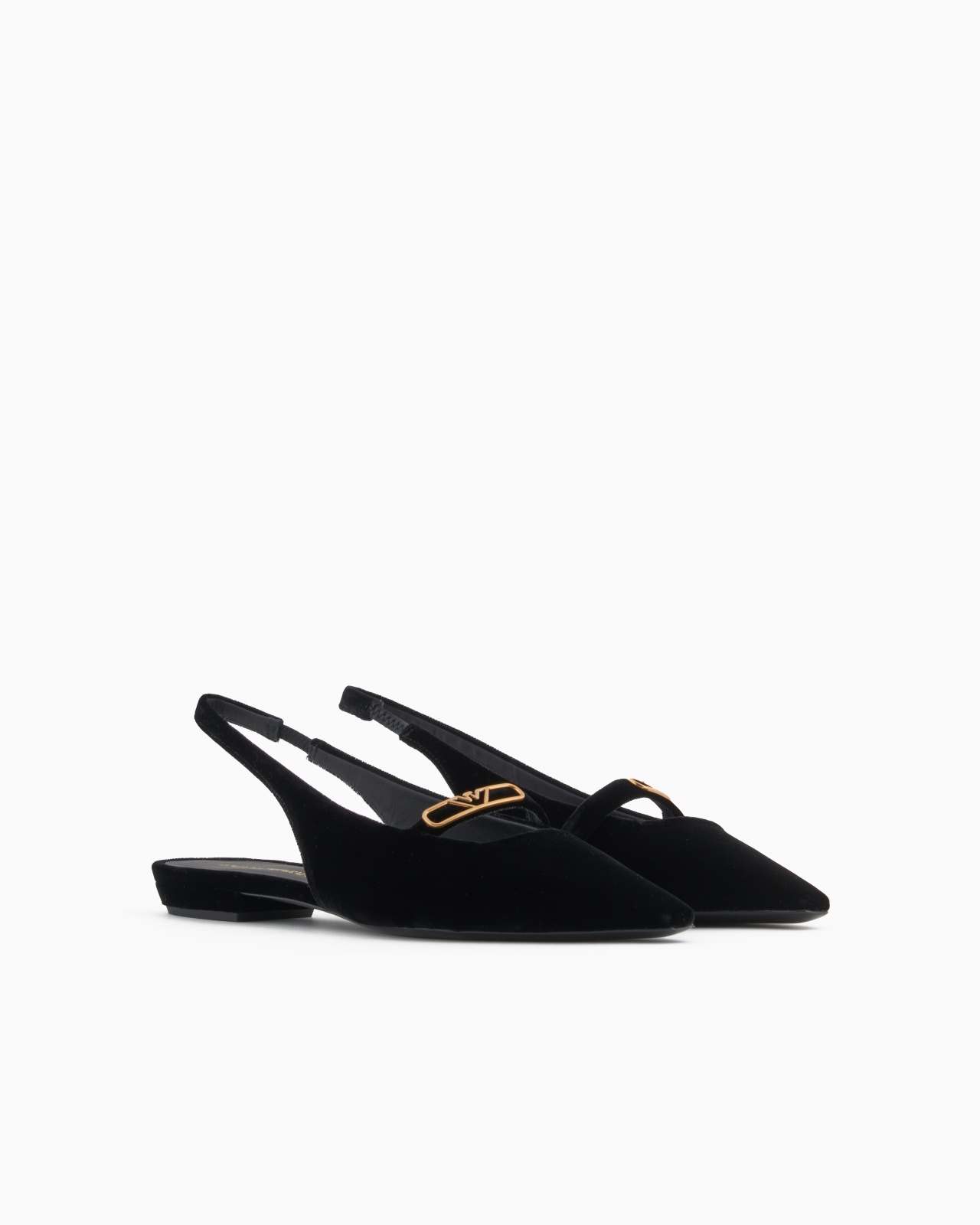 SLINGBACK BALLERINAS MADE OF VELVET, WITH EAGLE PLATE - 2