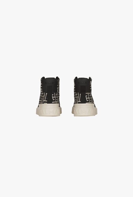 Bicolor ivory and black jacquard B-Court high-top sneakers - 3