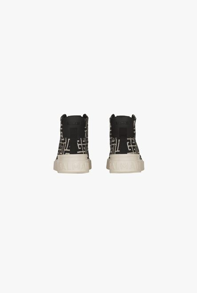 Bicolor ivory and black jacquard B-Court high-top sneakers 3