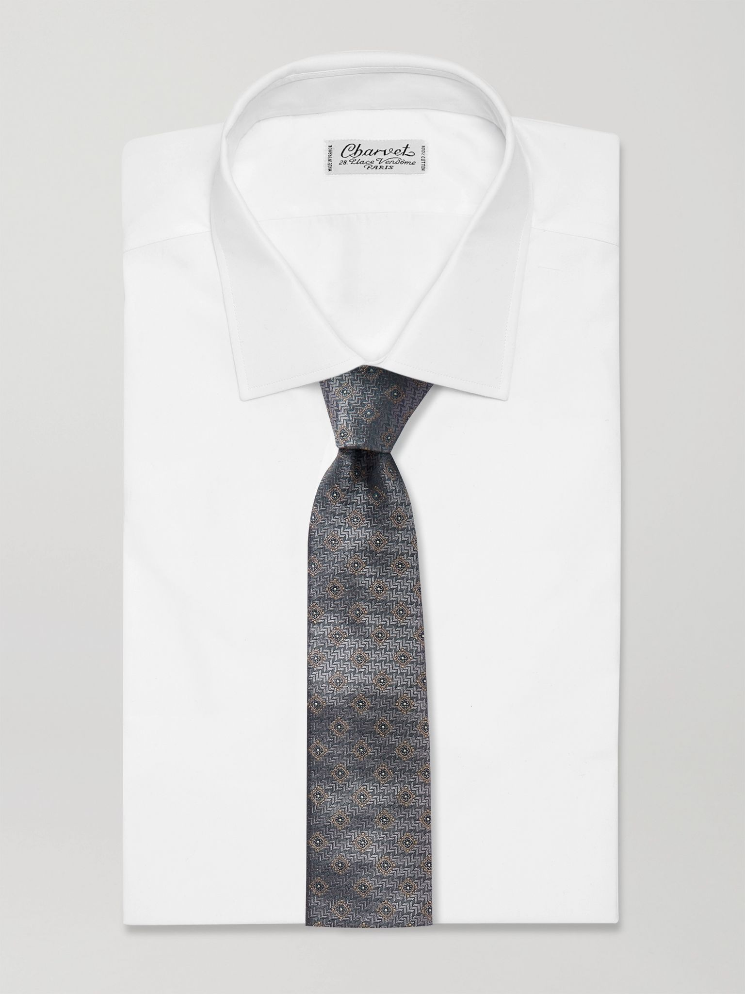 8cm Silk-Jacquard Tie Gray - 2