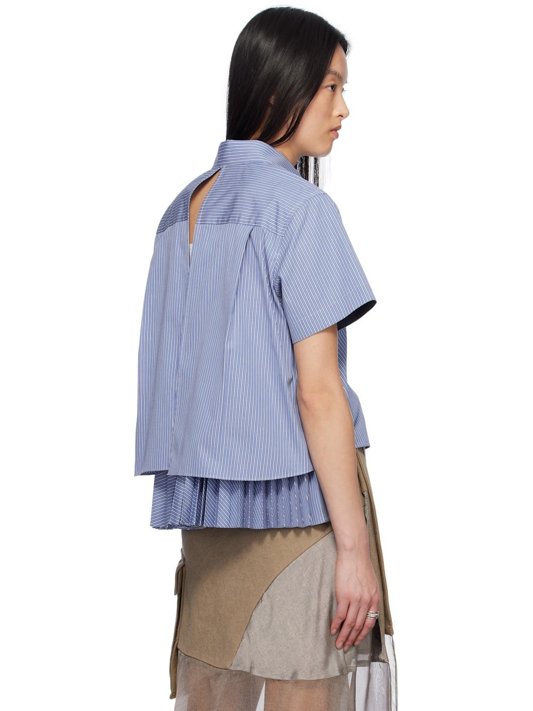 Blue Cotton Poplin Shirt - 3