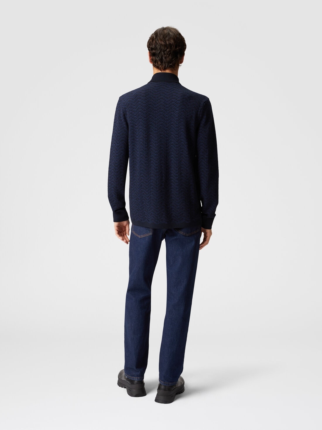 Virgin wool and viscose shirt with wave pattern - 3