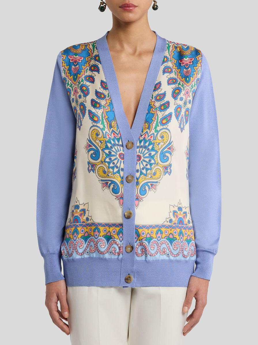 COTTON AND SILK CARDIGAN WITH PRINT - 2