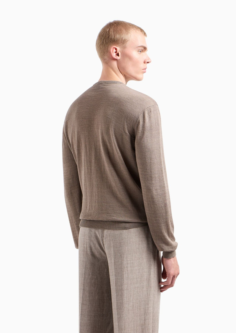 Crew-neck jumper in linen and silk 3