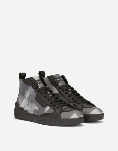 Dolce & Gabbana Calfskin Portofino light high-top sneakers with laminated camouflage-effect coating outlook