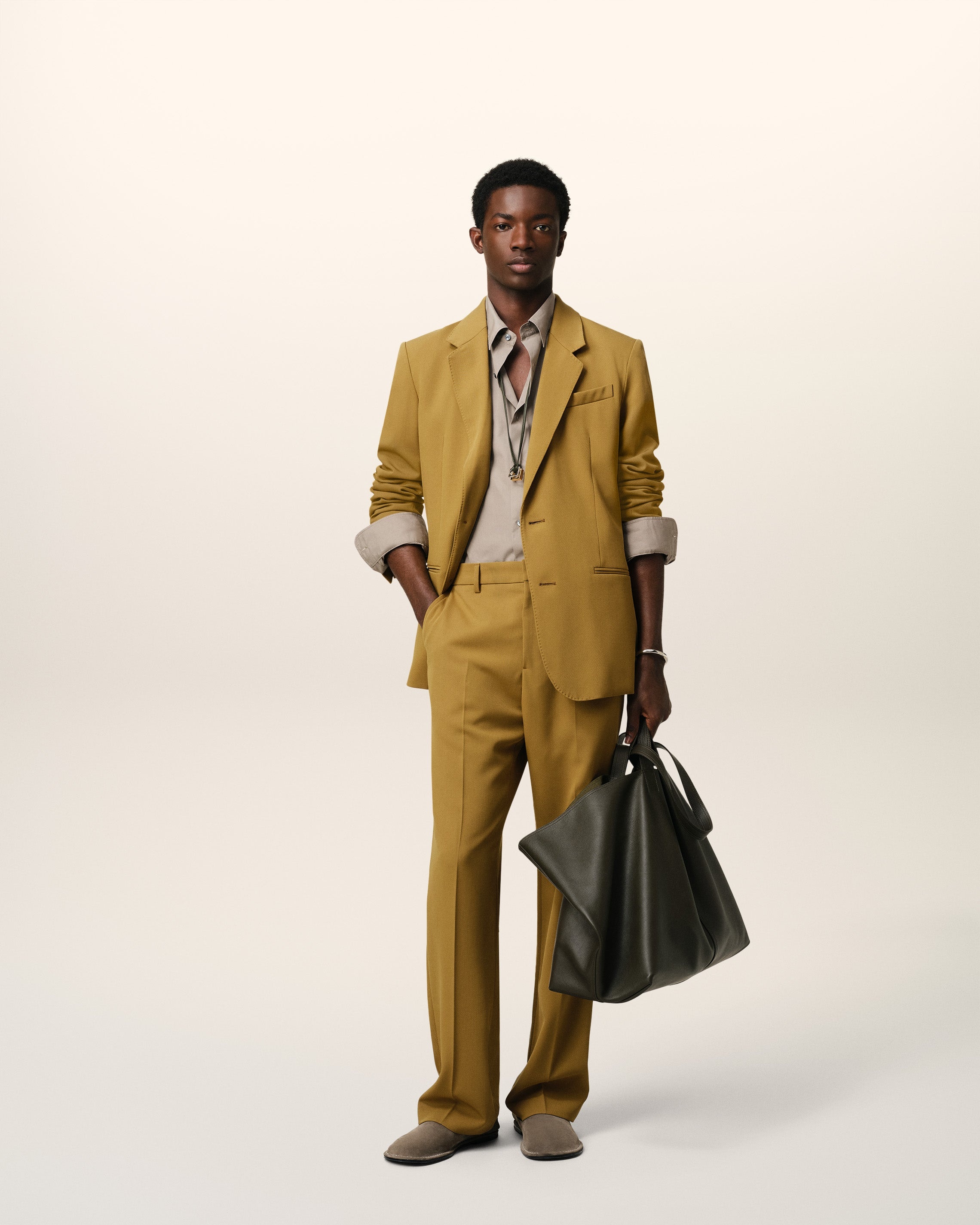 MUSTARD WOOL SEMI-LINED JACKET - 2