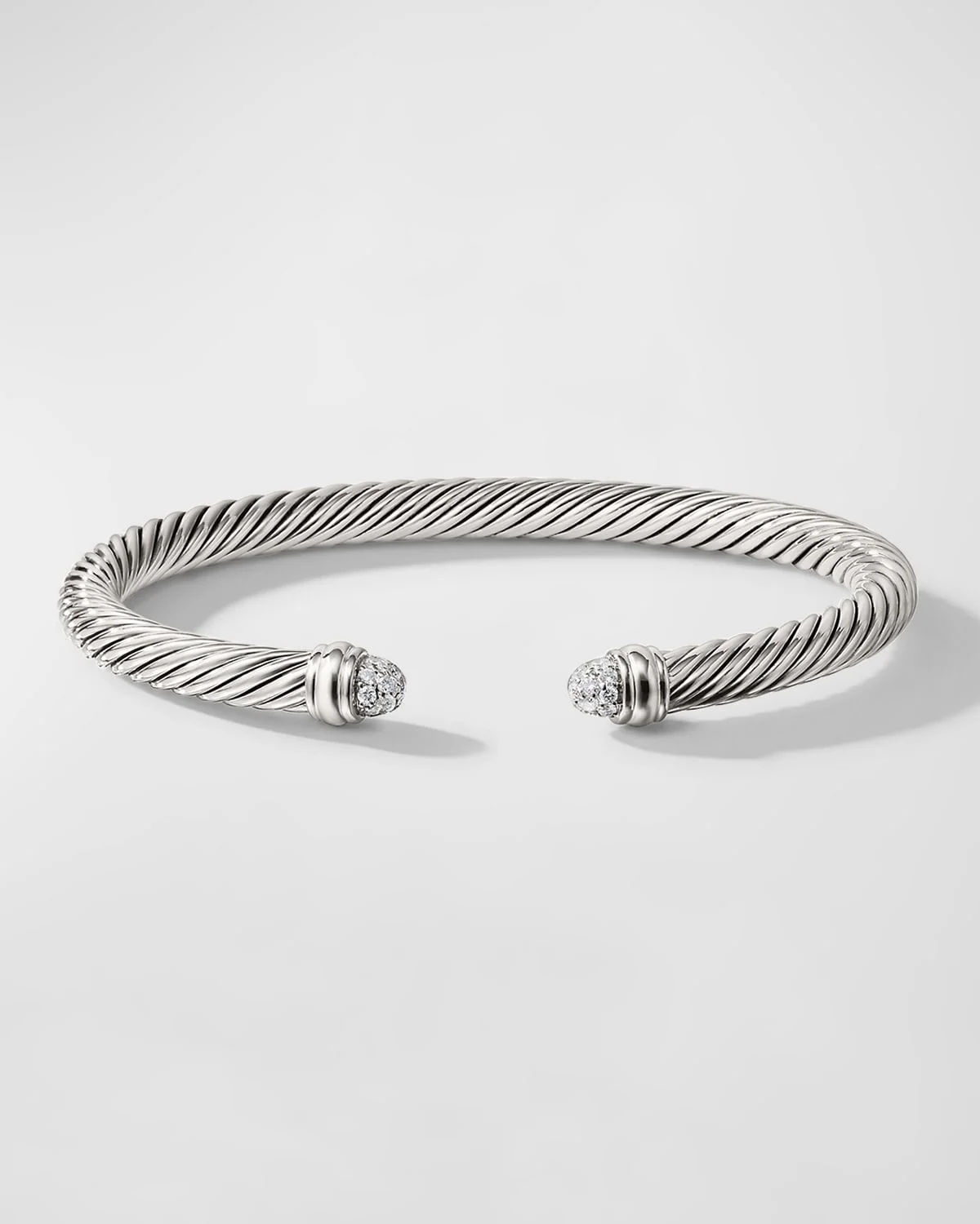 Cable Bracelet with Diamonds in Silver, 5mm - 1
