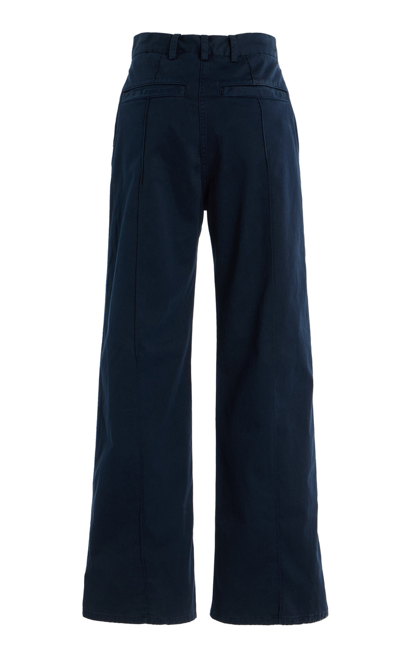 The Odette High-Rise Cotton-Sateen Pants navy 5