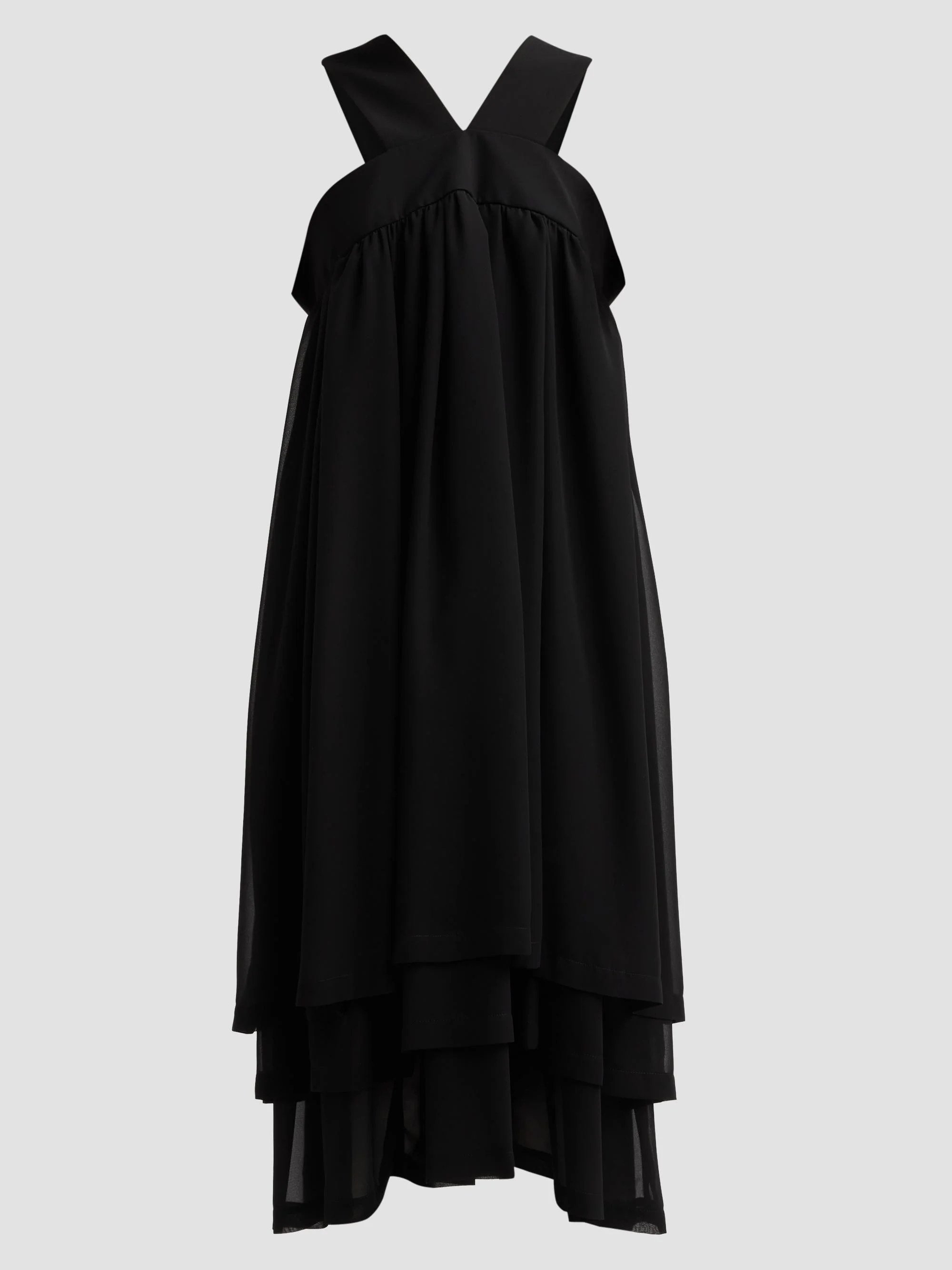 Women's Georgette V-Neck Midi Dress - Black - 1