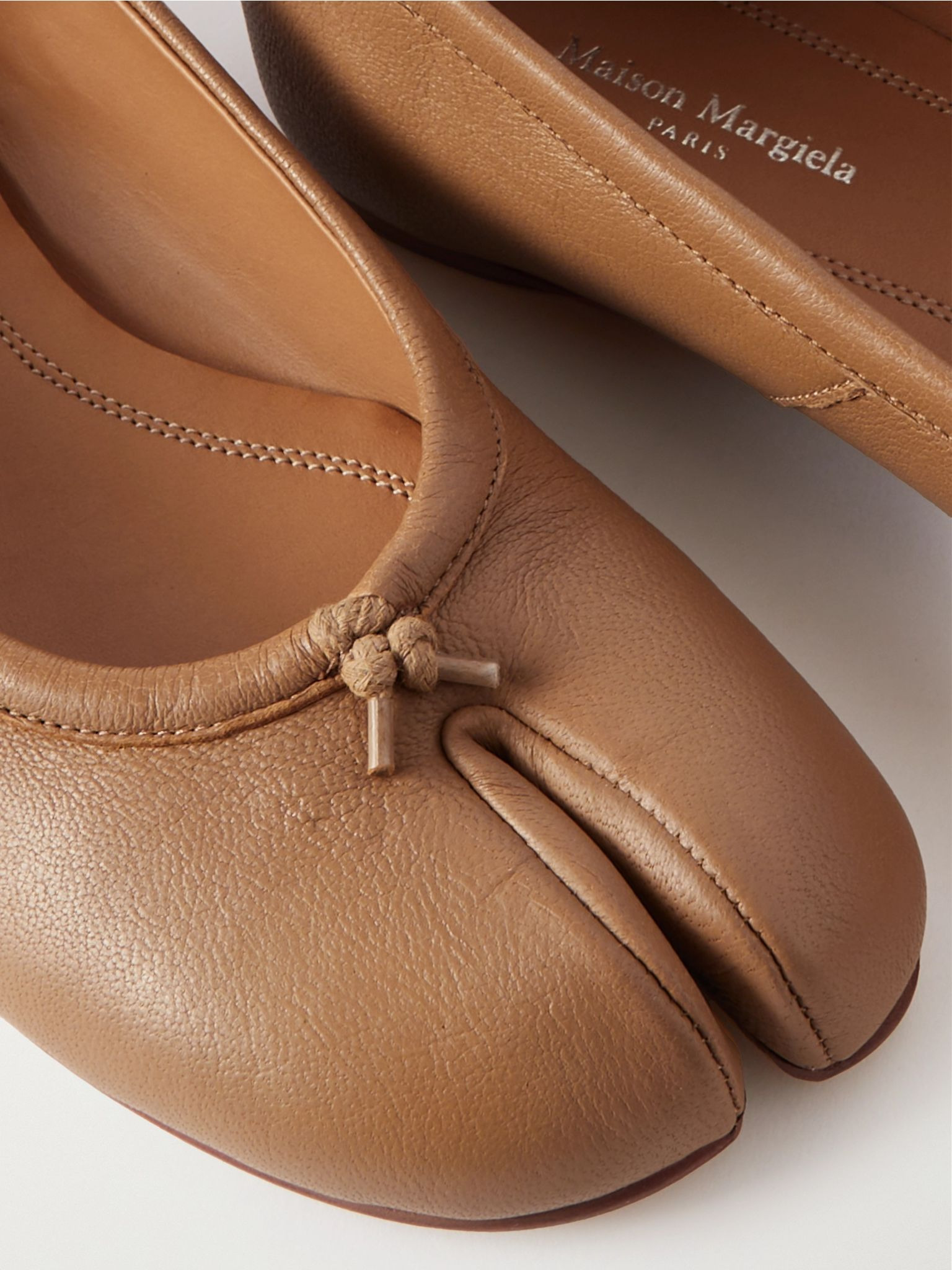 Tabi split-toe leather ballet flats Beige - 4