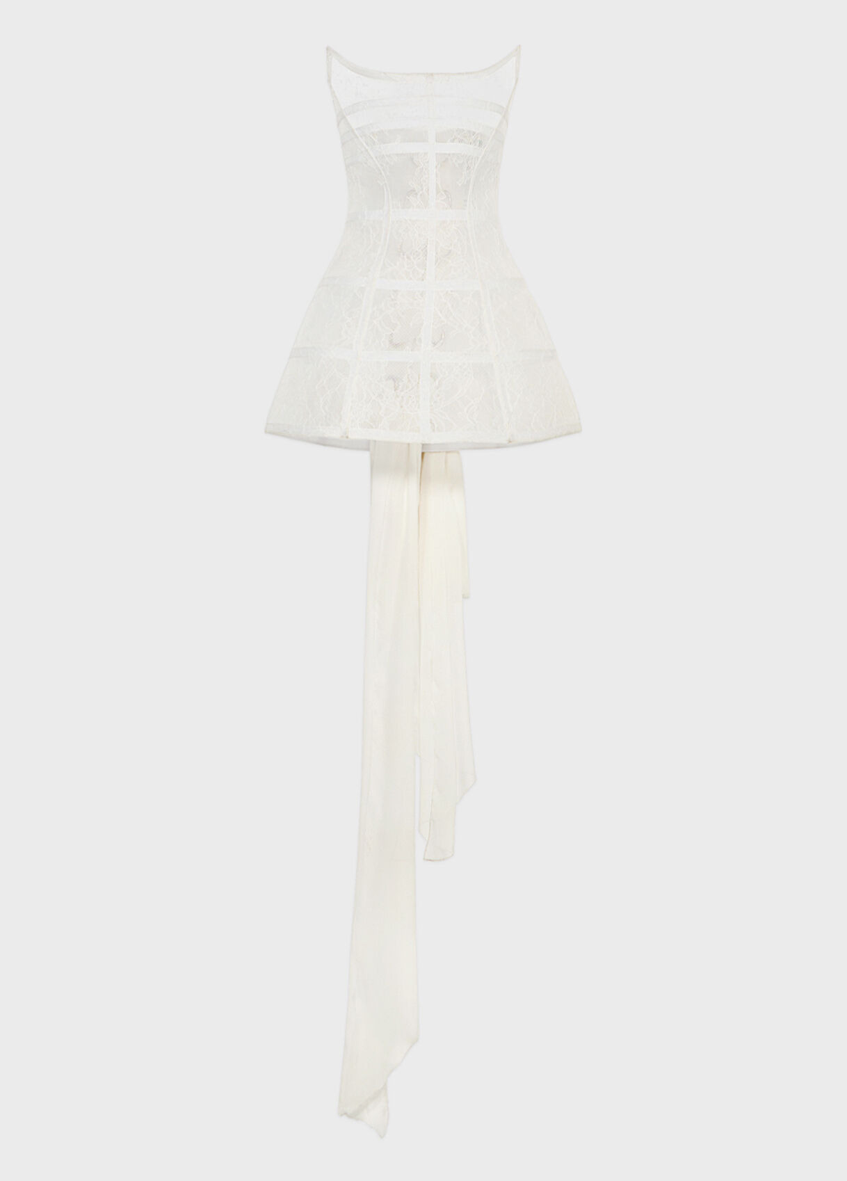 CHIFFON BUSTIER DRESS WITH CHANTILLY LACE - 1