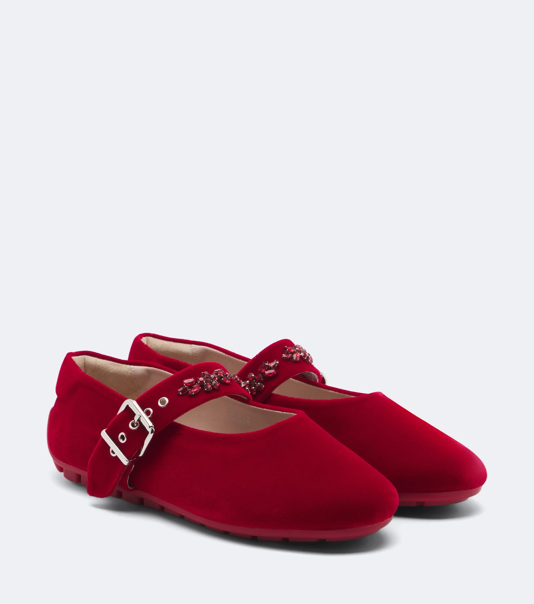 Embellished velvet Mary Jane flats - 1