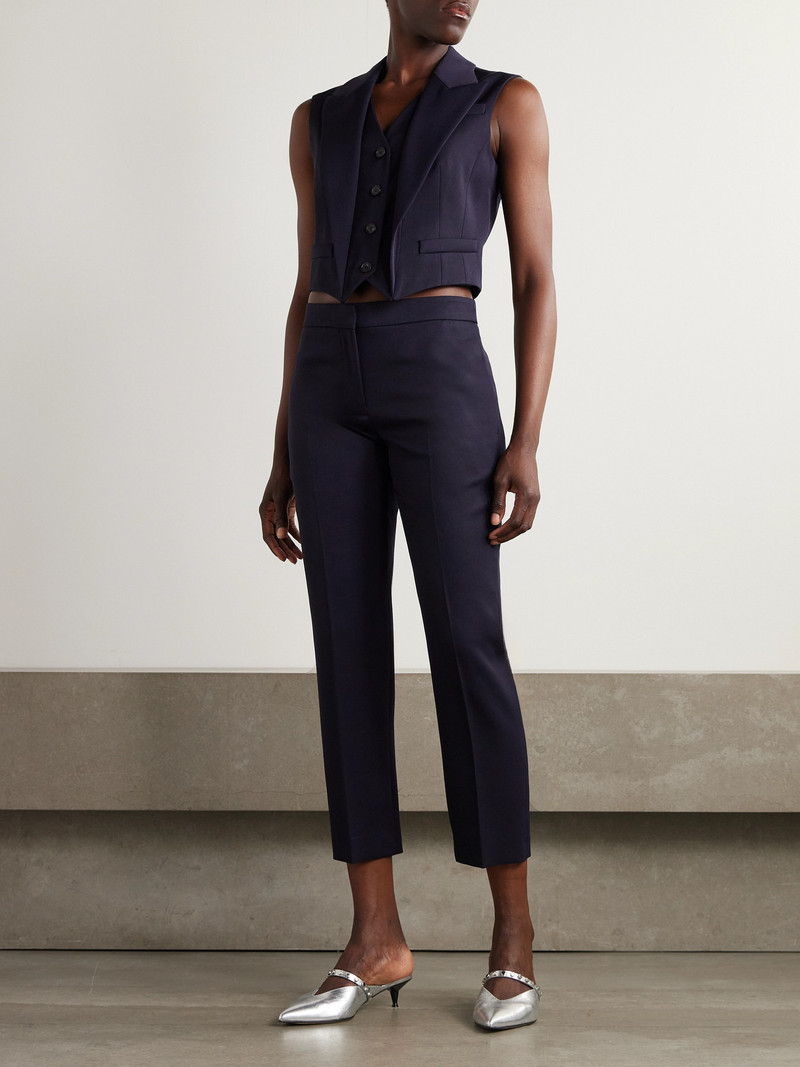 Alexander McQueen Cropped Grain De Poudre Wool Tapered Pants outlook