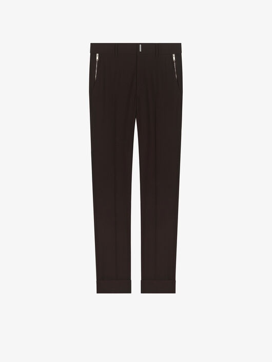 SLIM FIT PANTS IN WOOL WITH METALLIC DETAILS - 4