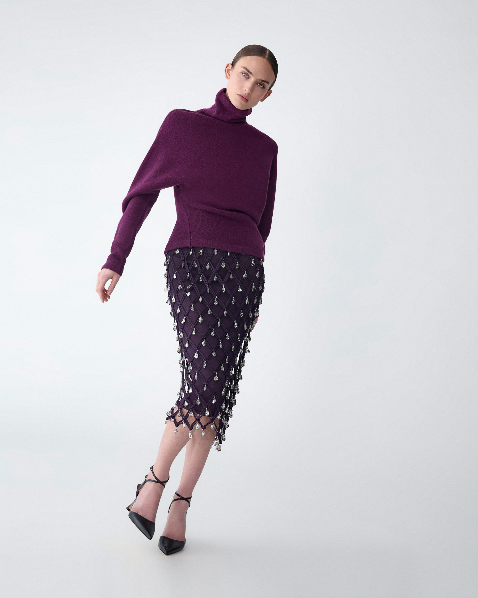 Macramé Midi Skirt with Raindrop Crystals - 4