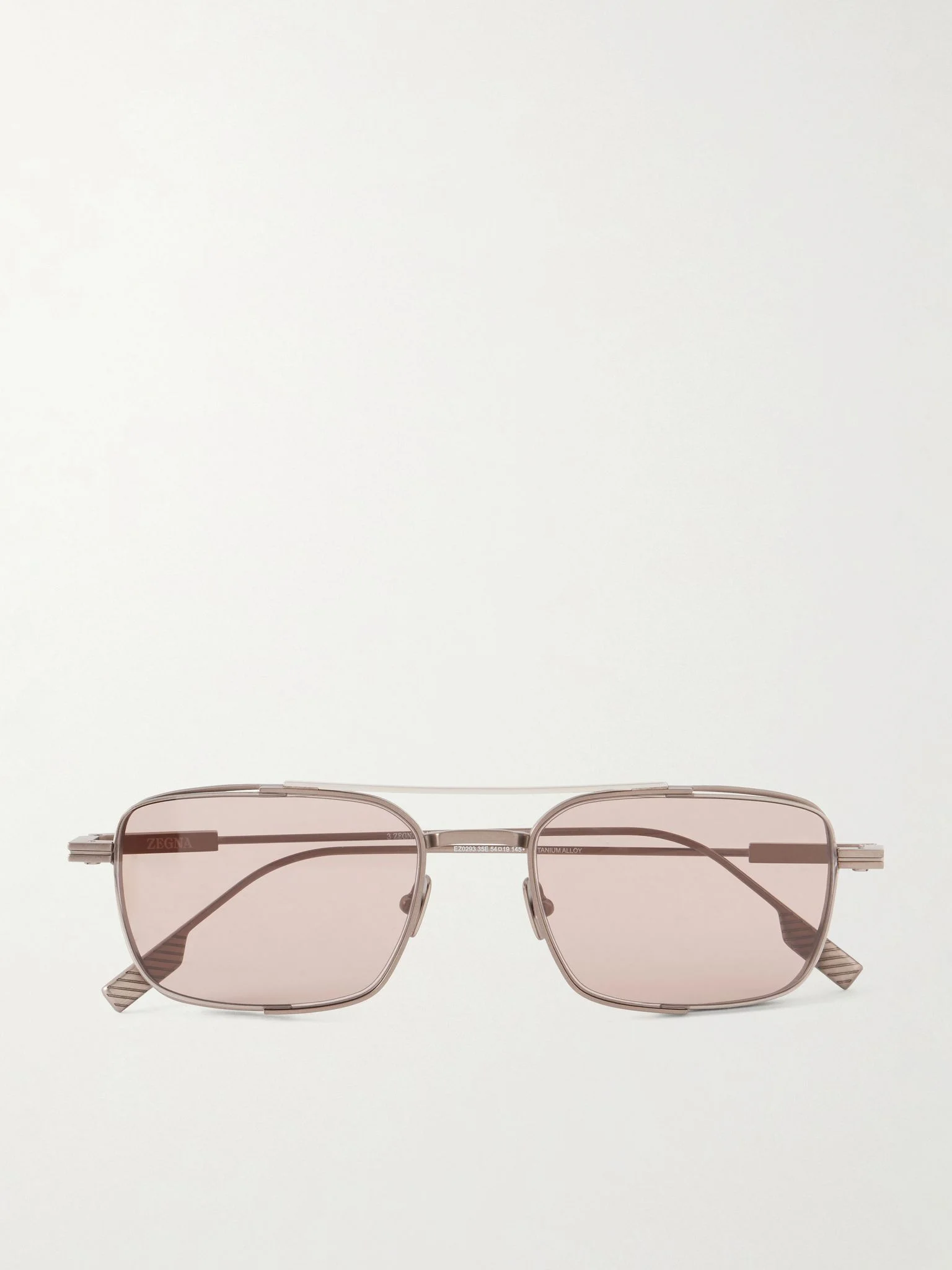 Double-Bridge Aviator-Style Rose Gold-Tone Titanium Sunglasses Pink - 1