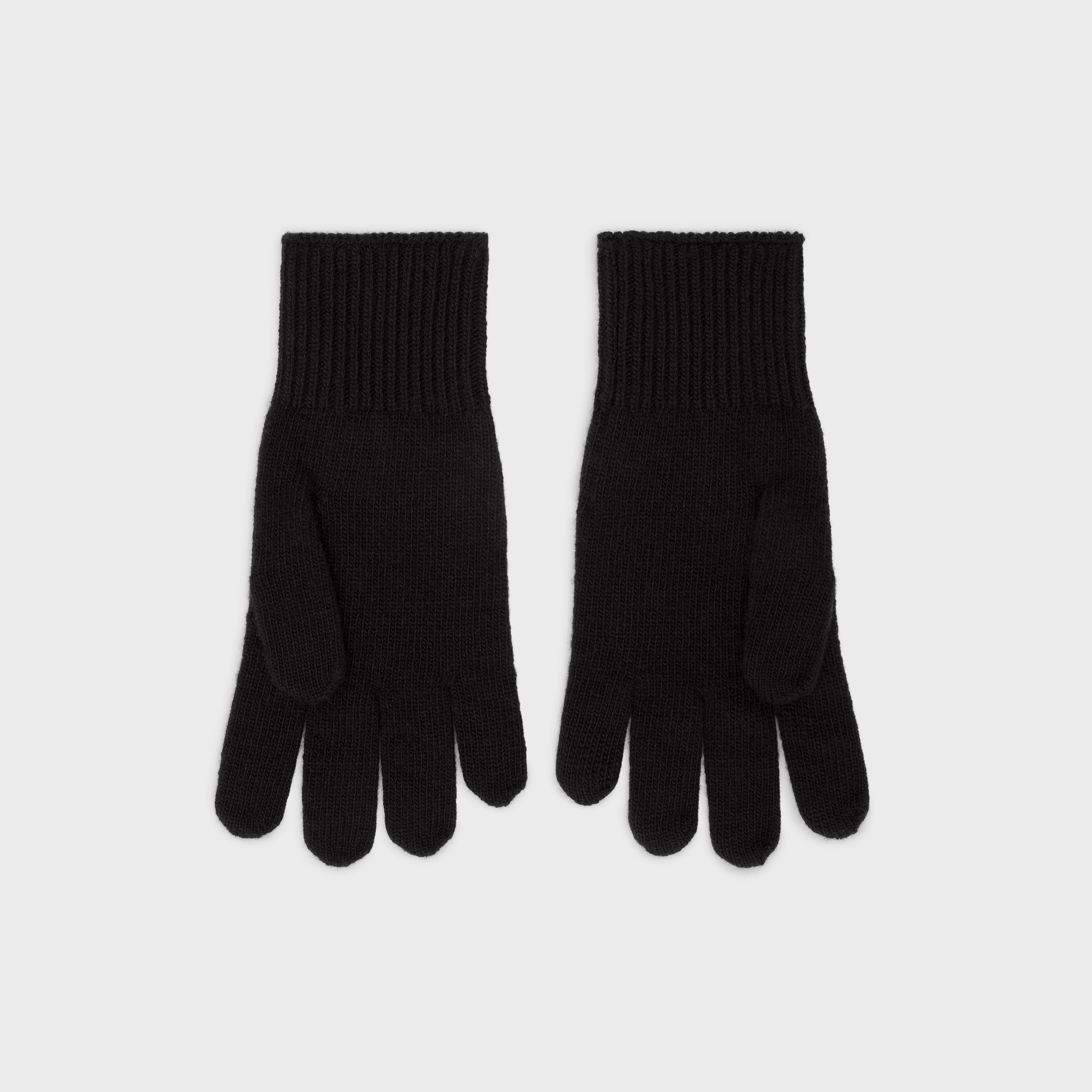 CELINE EMBROIDERED GLOVES IN RIBBED WOOL - 2