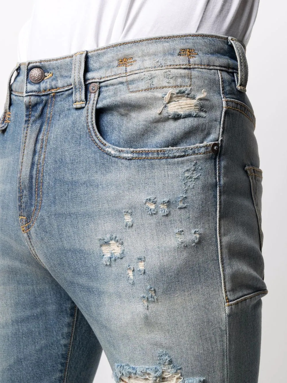 distressed-effect straight-leg jeans - 5