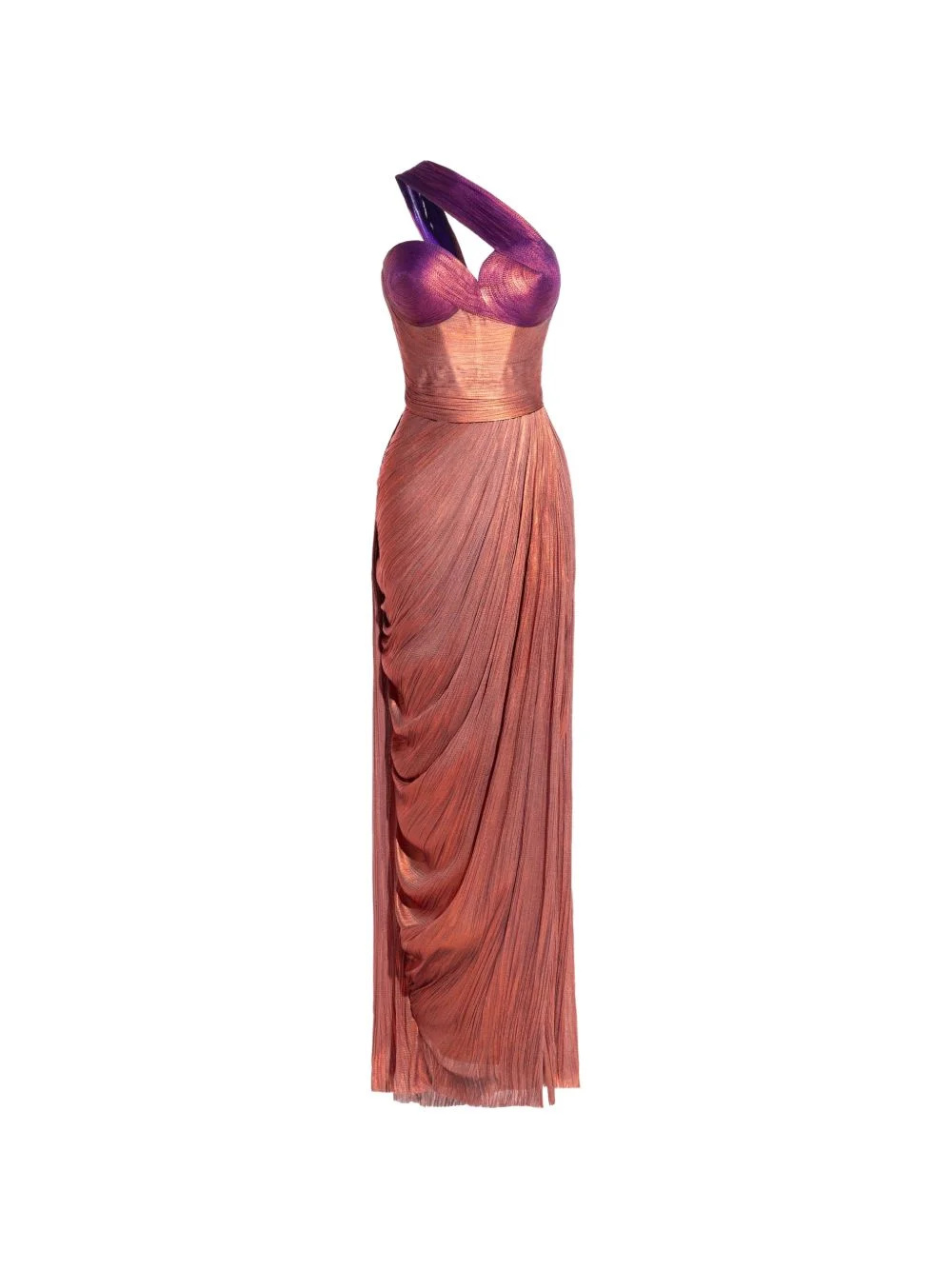 Claudine pleated one-shoulder gown - 1