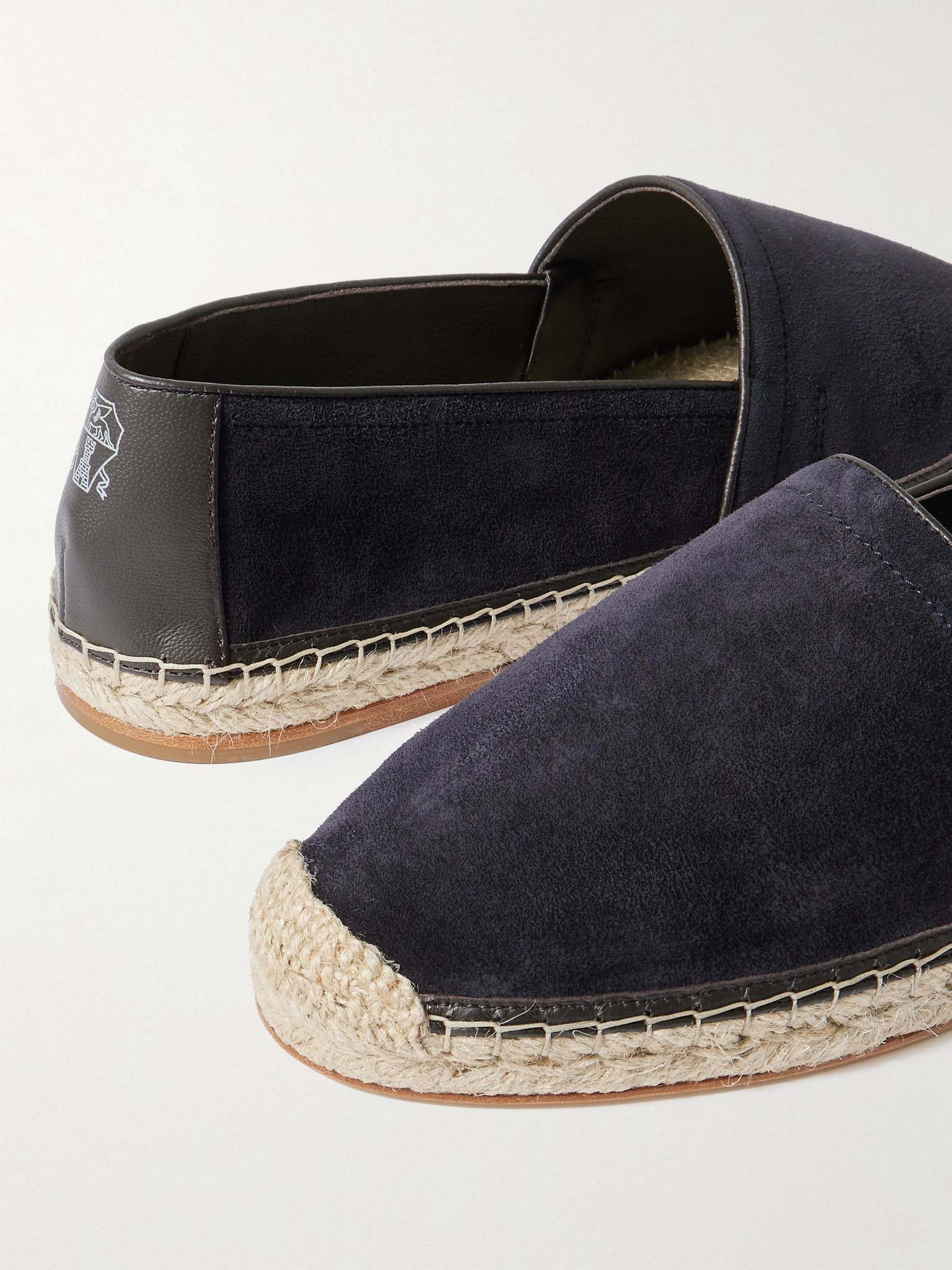 Leather-Trimmed Suede Espadrilles Blue - 5