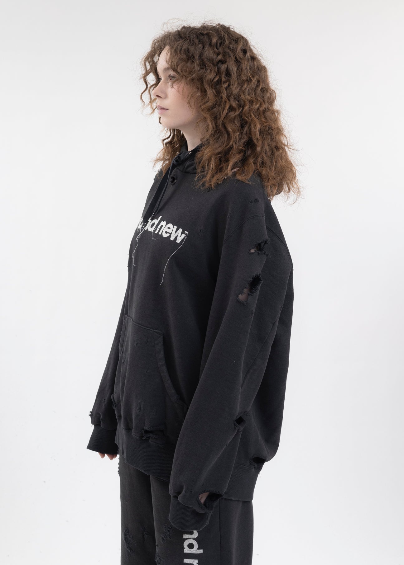 BLACK DESTROYED HOODIE - 2