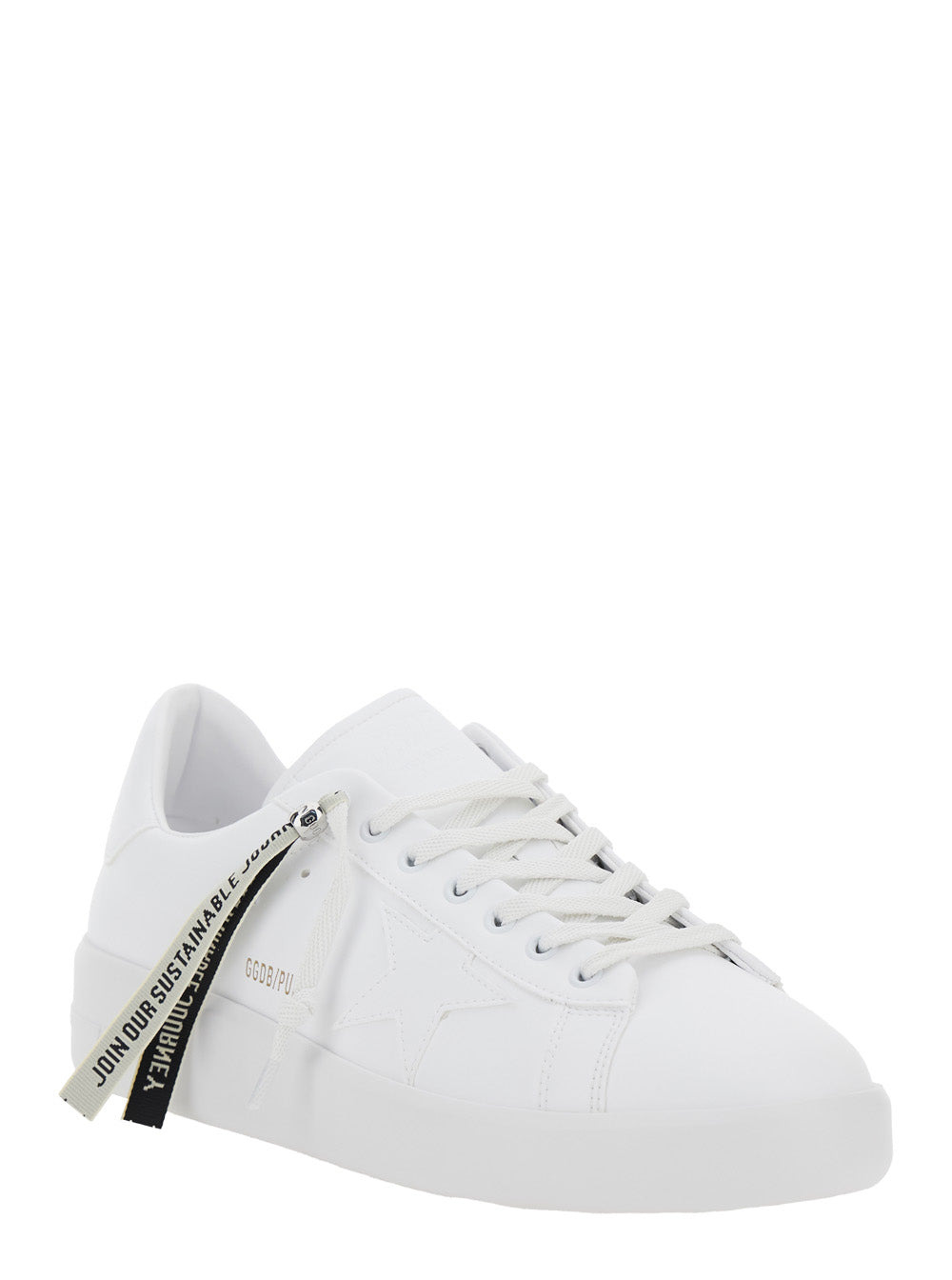 Golden Goose Men 'Pure Star' White Low Top Sneakers With Lace Detail With Logo Lettering In Ecoleath - 2