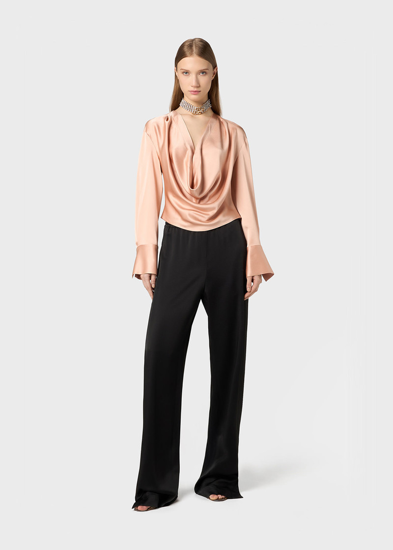 Blumarine SATIN BLOUSE WITH DRAPED NECKLINE outlook