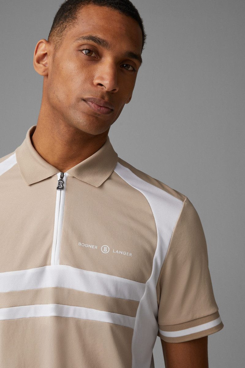 Bernhard Polo shirt in Beige/White 4