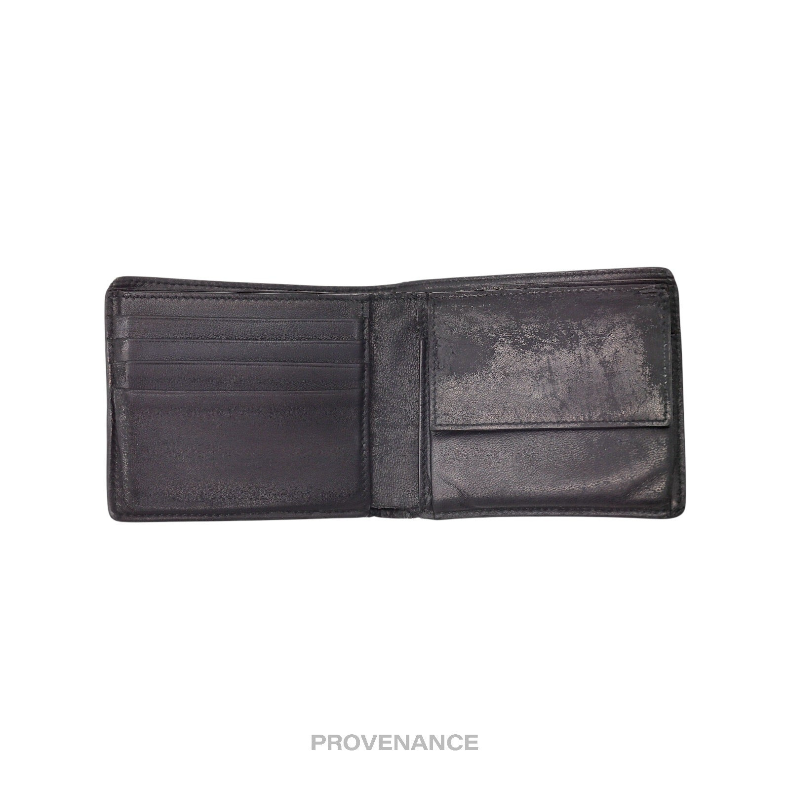 Balenciaga Logo Bifold Wallet - Black Leather - 6