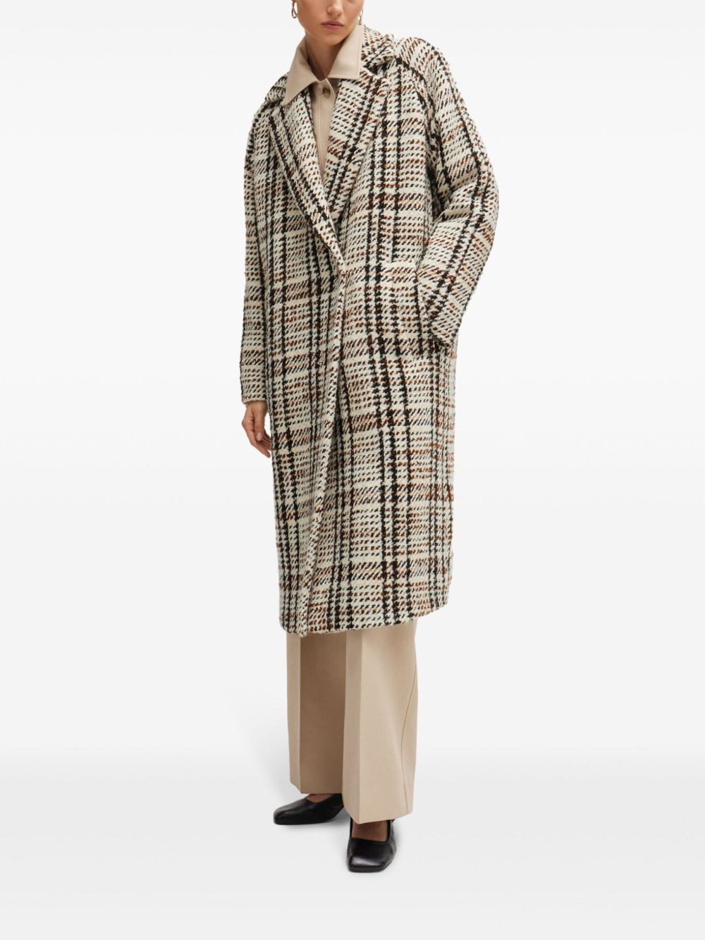 check-pattern coat - 3