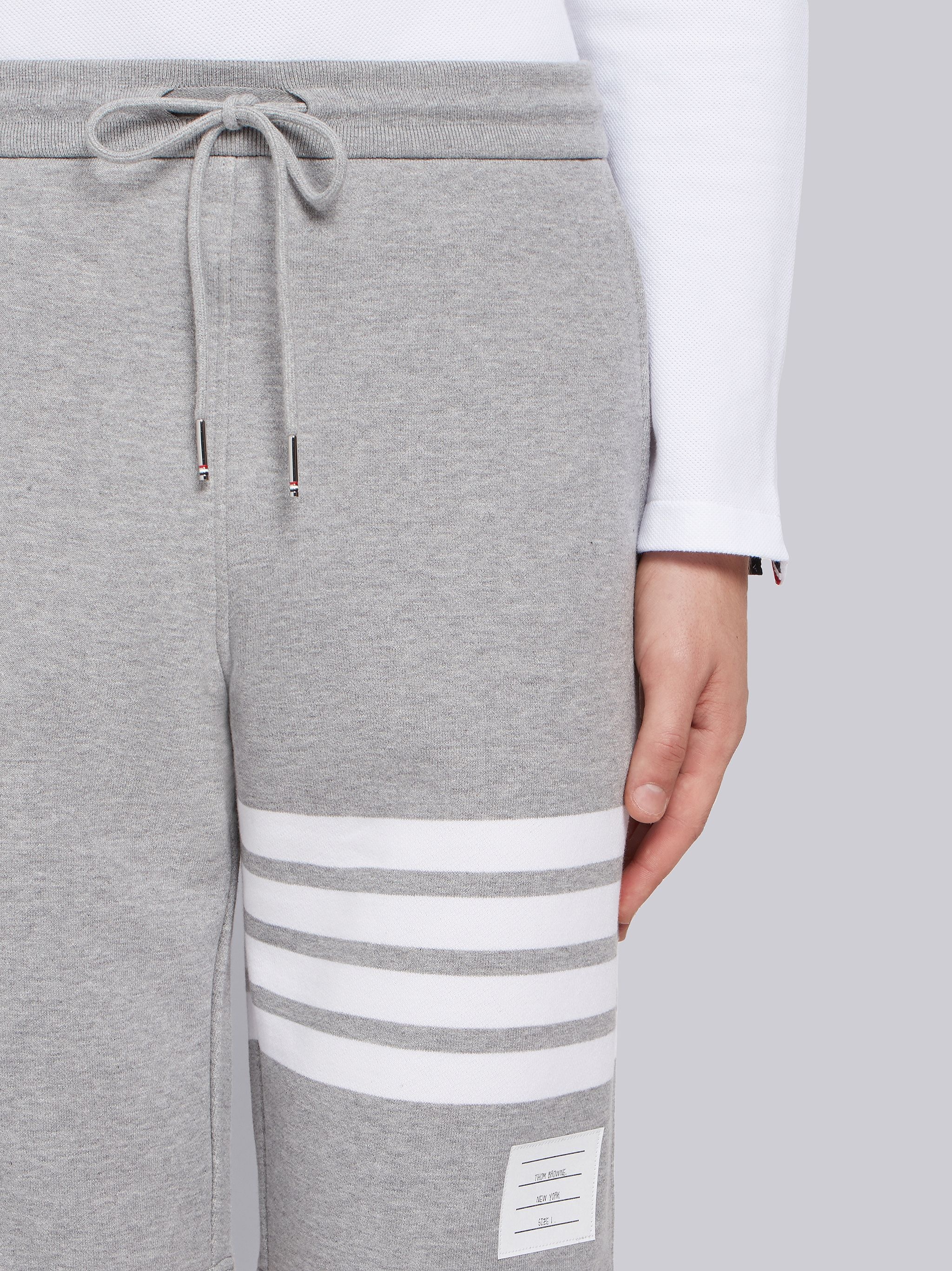 Light Grey Cotton Loopback Engineered 4-Bar Sweat Shorts - 5