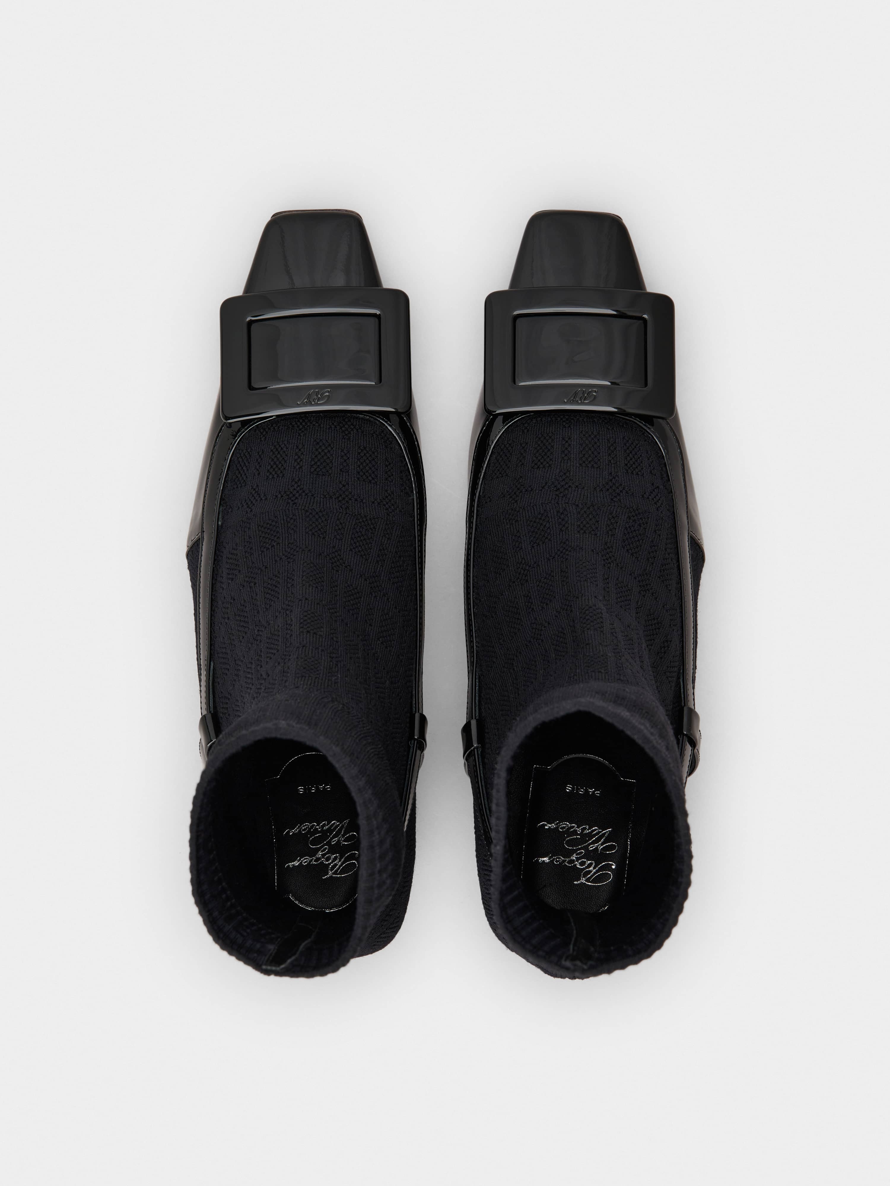 Belle Vivier Sock Lacquered Buckle Ankle Boots in Patent Leather - 4