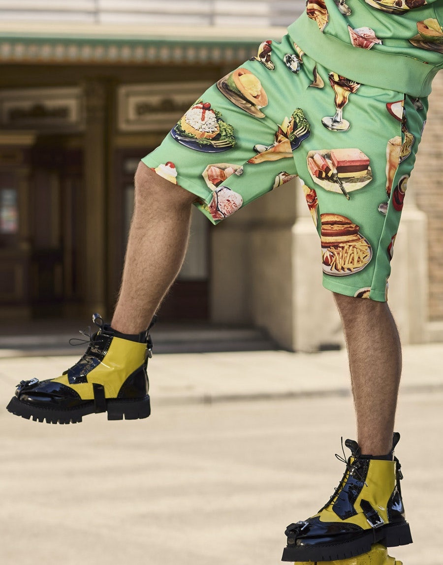 FOOD PRINT COTTON BLEND BERMUDA SHORTS - 5