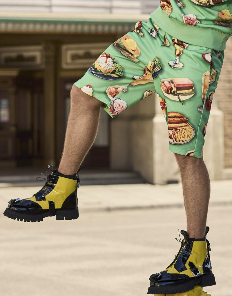 FOOD PRINT COTTON BLEND BERMUDA SHORTS 5