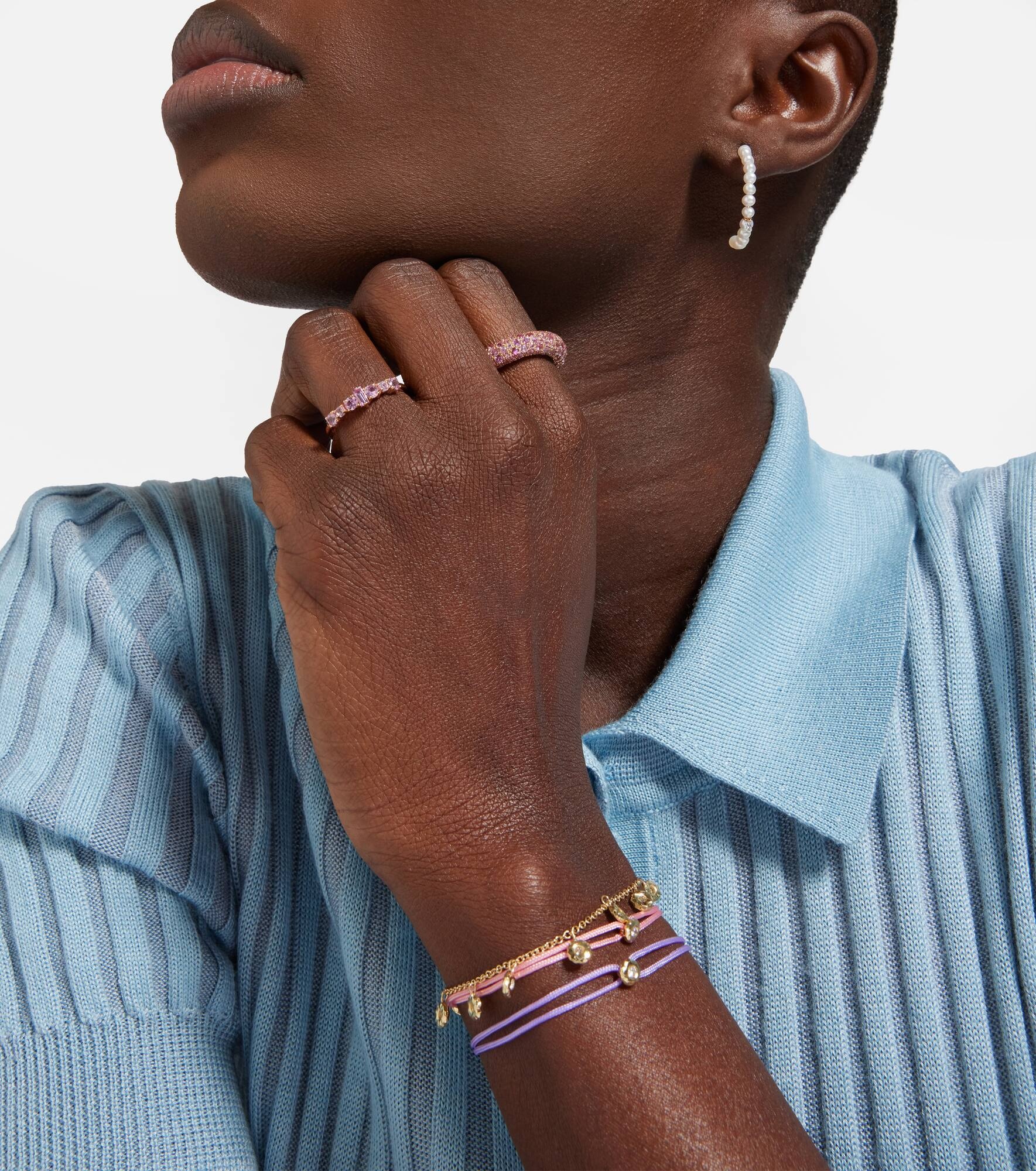 Rivulet 18kt rose gold ring with sapphires - 5