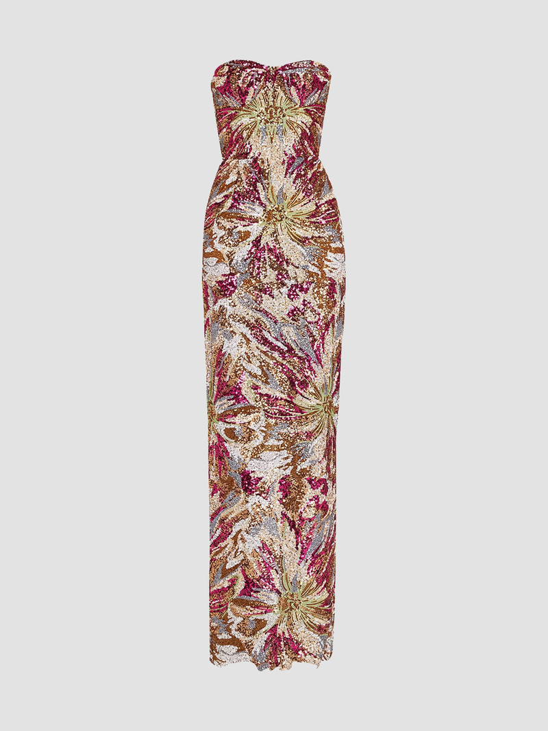 Women's Dahlia Floral-Sequined Strapless Gown - Multi 1