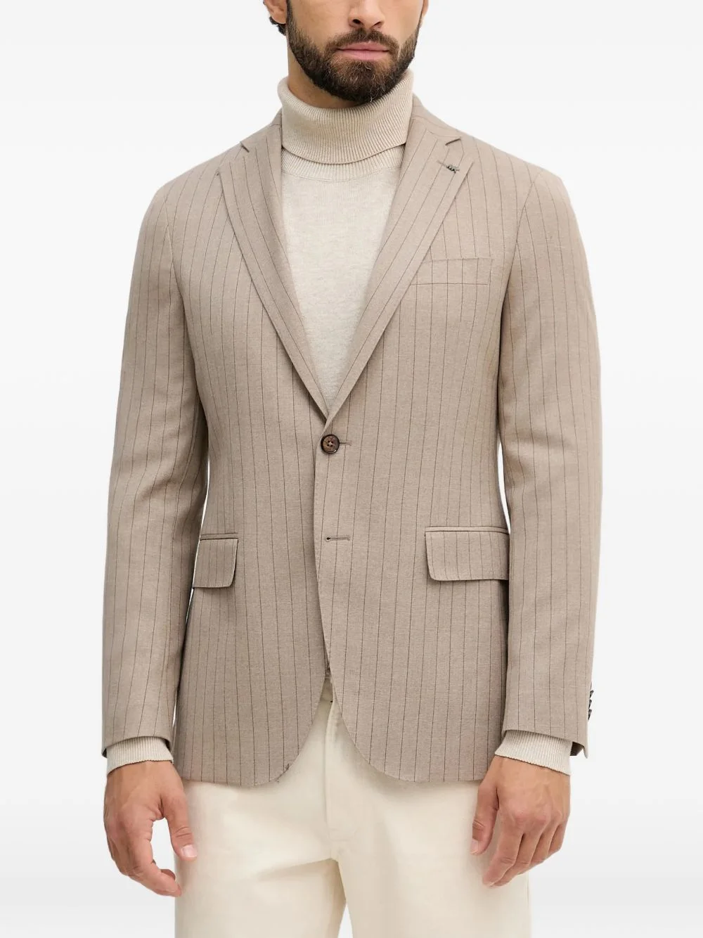pinstripe single-breasted blazer - 1