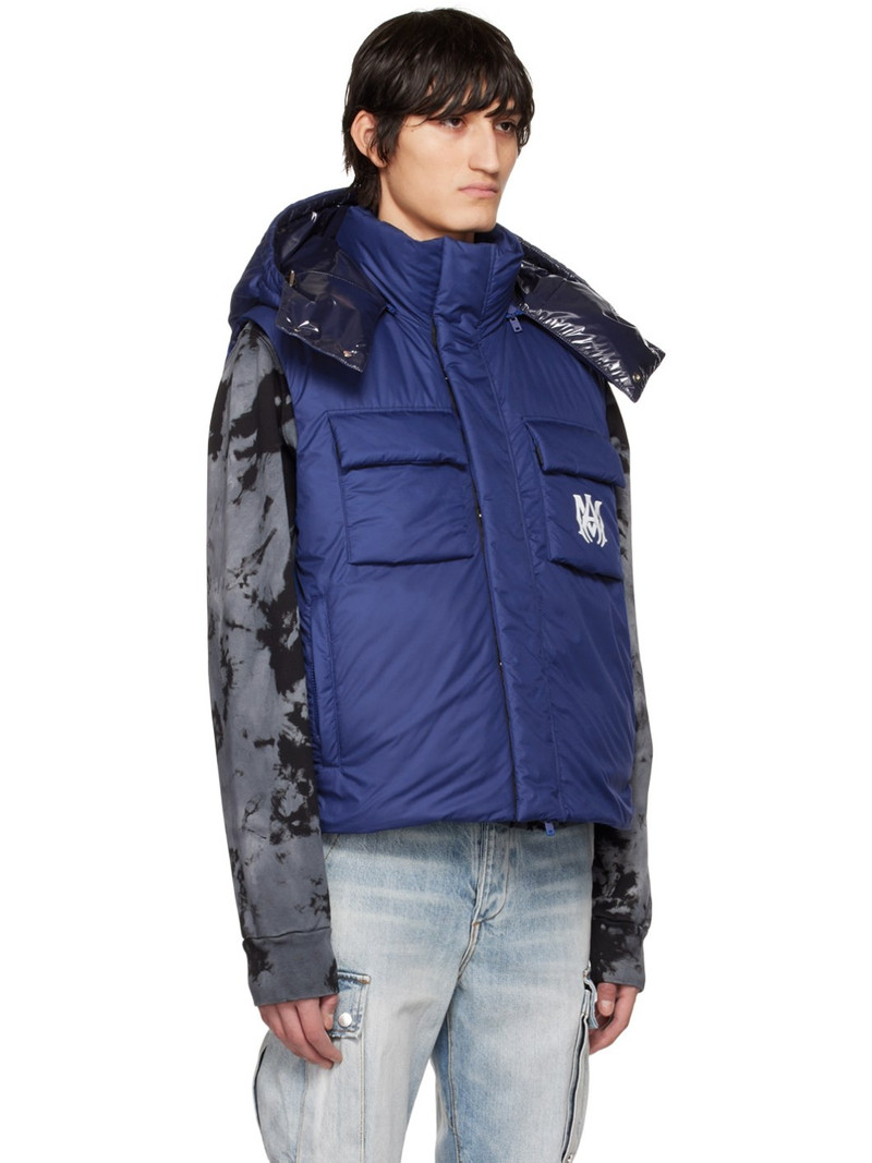 Blue Hooded Down Vest 2
