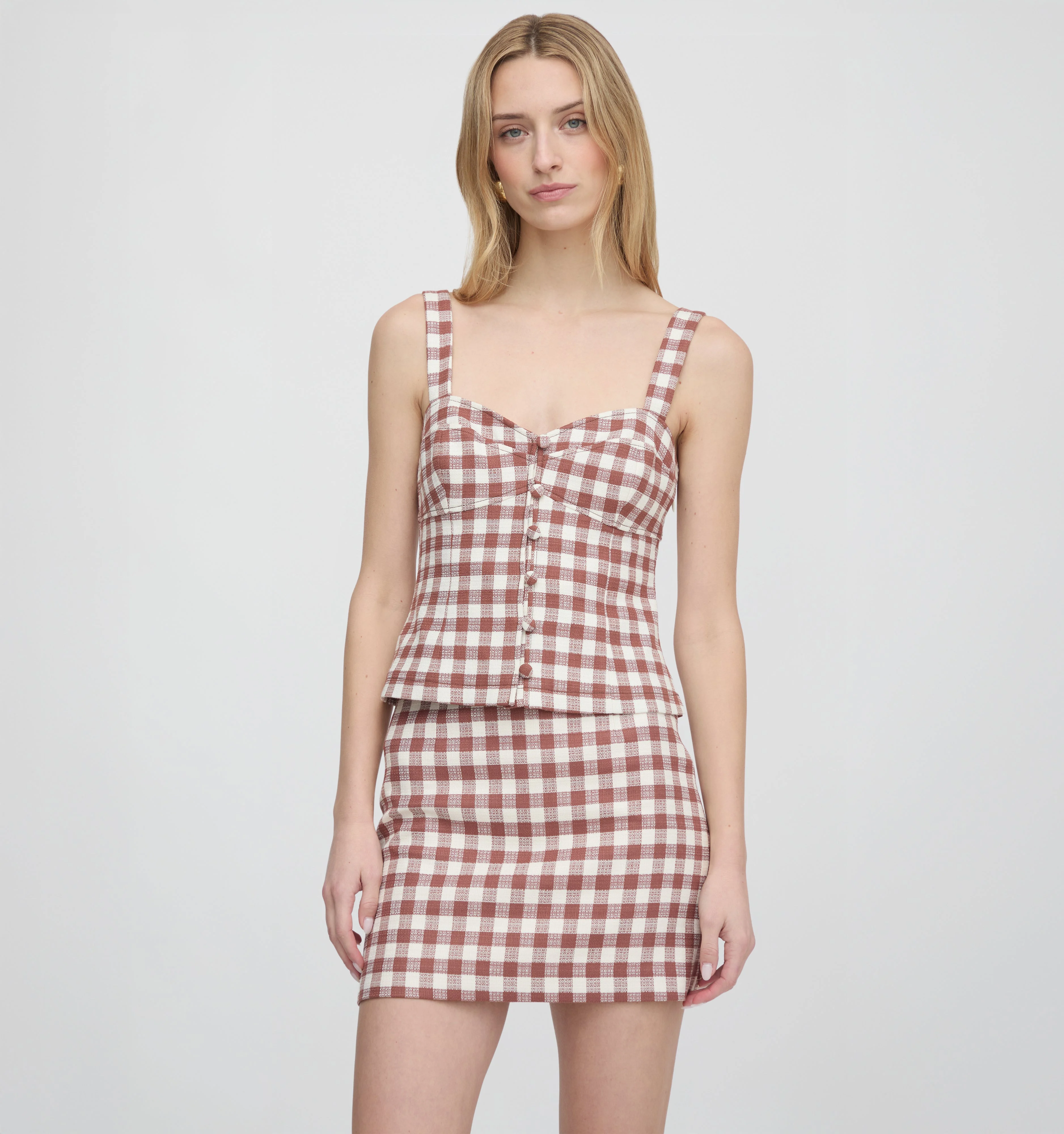 The Hallie Skirt - Cognac Gingham - 1