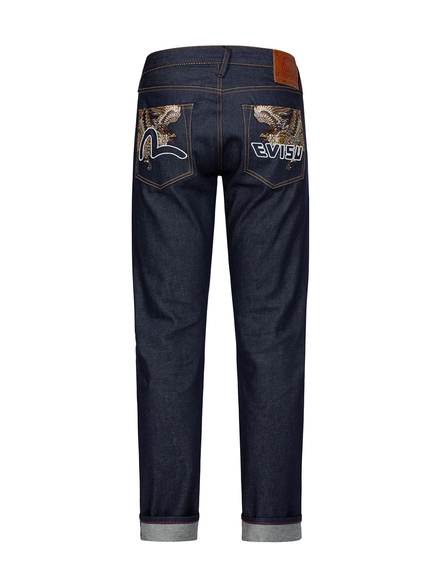 Brocade Kamon and Seagull Embroidery Slim-Fit Jeans #2010 - 13