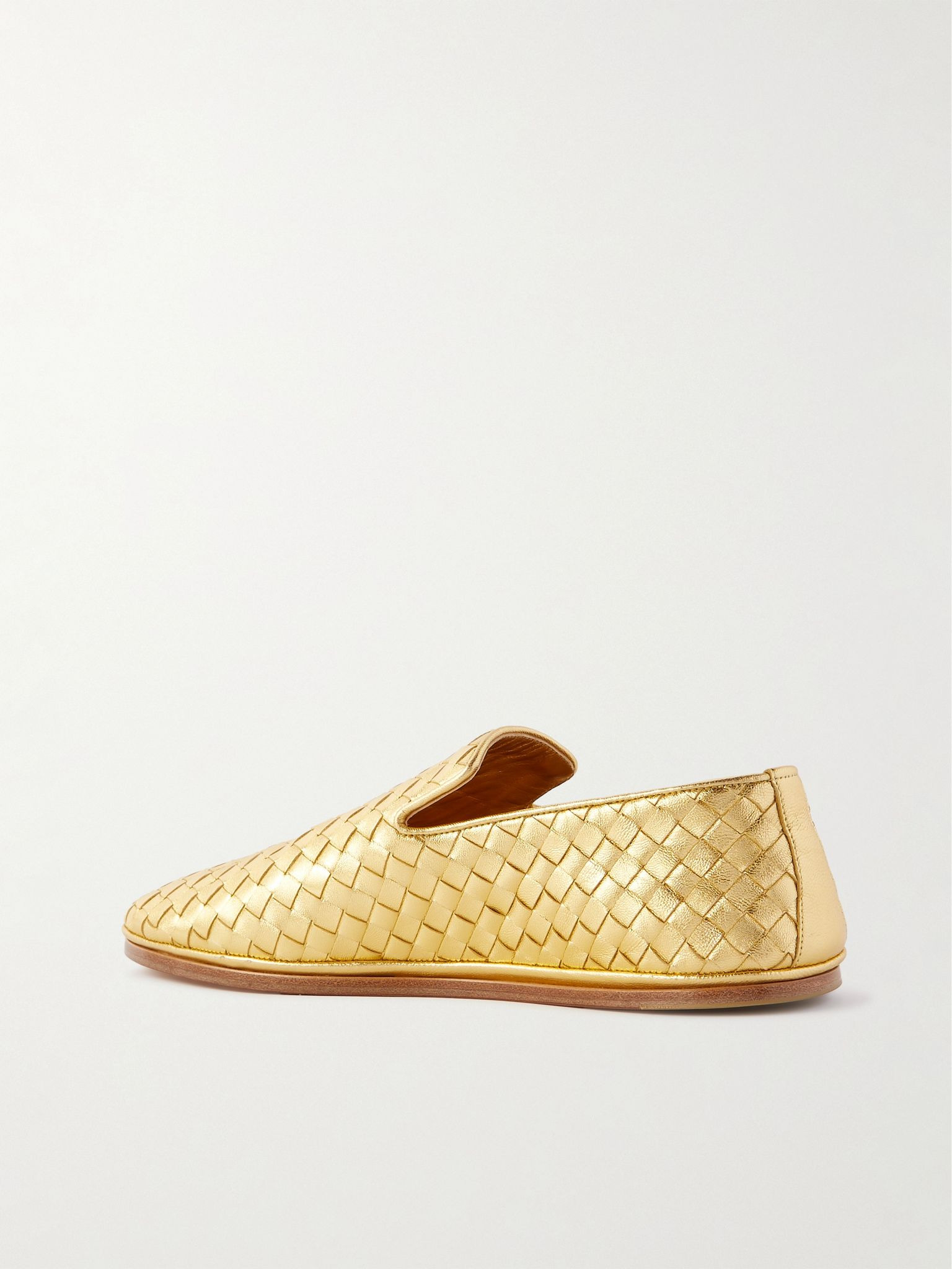 Sunday intrecciato metallic leather loafers Gold - 3