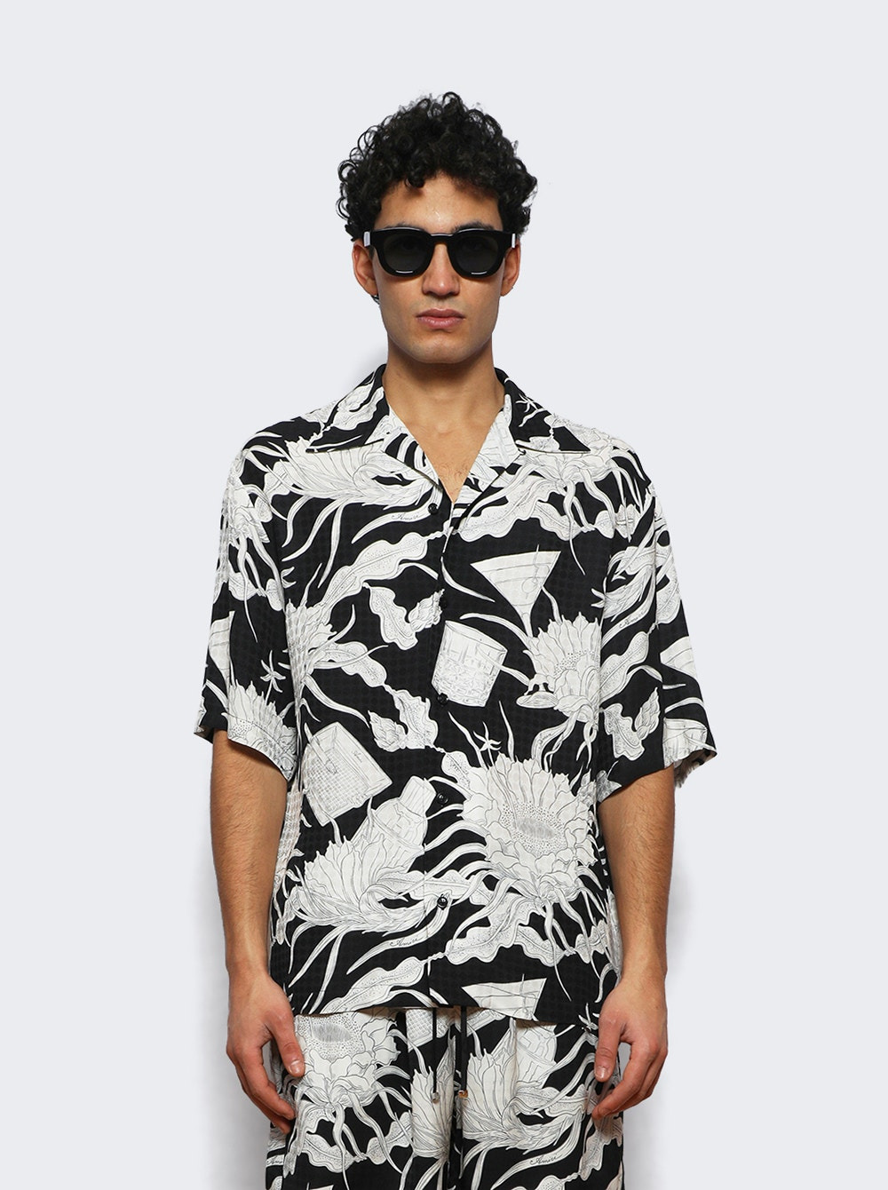 Floral Bowling Shirt Black - 2