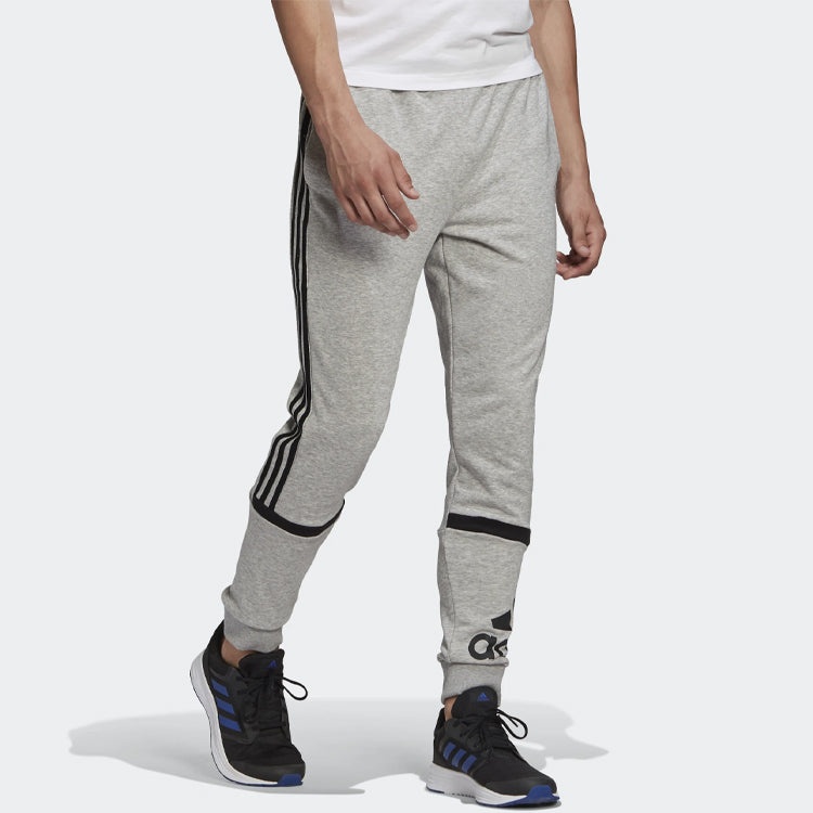 adidas Logo Printing Contrasting Colors Bundle Feet Sports Pants Gray GK8964 - 2