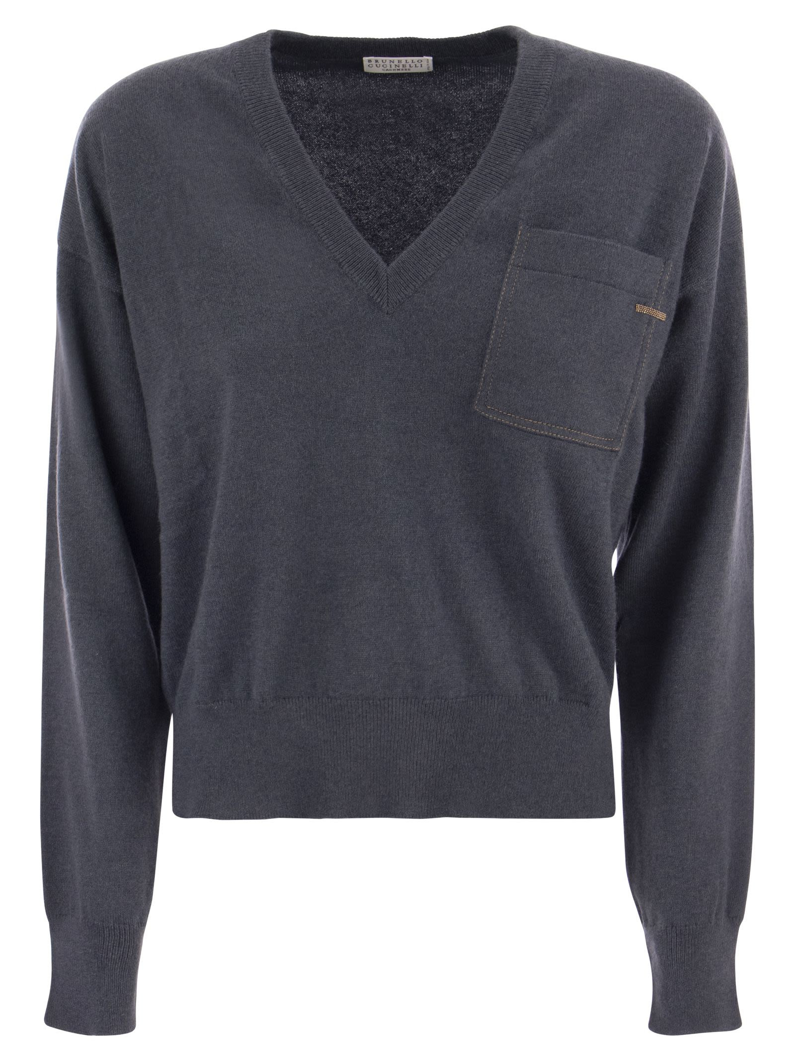 Brunello Cucinelli Women Cashmere Sweater With Pocket - 1