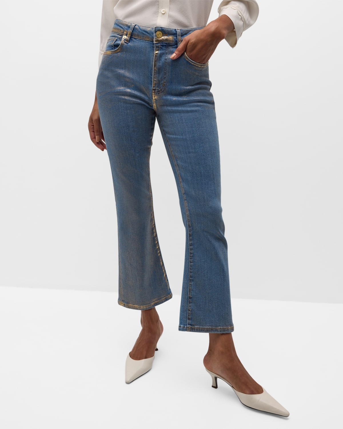 Le Crop Mini Boot Metallic Jeans - 7