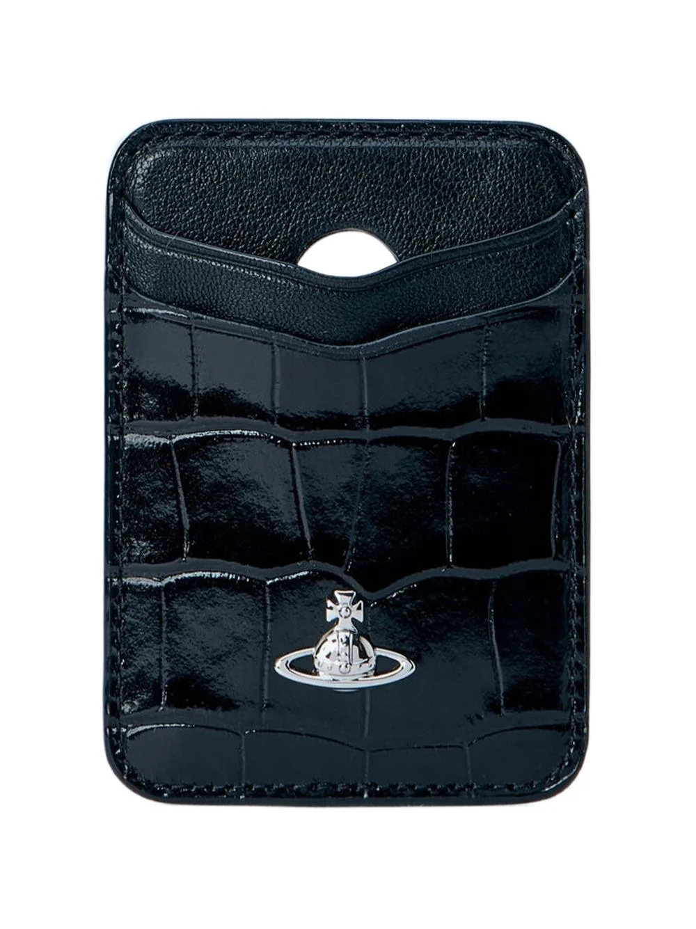 croc-embossed Orb card holder - 1