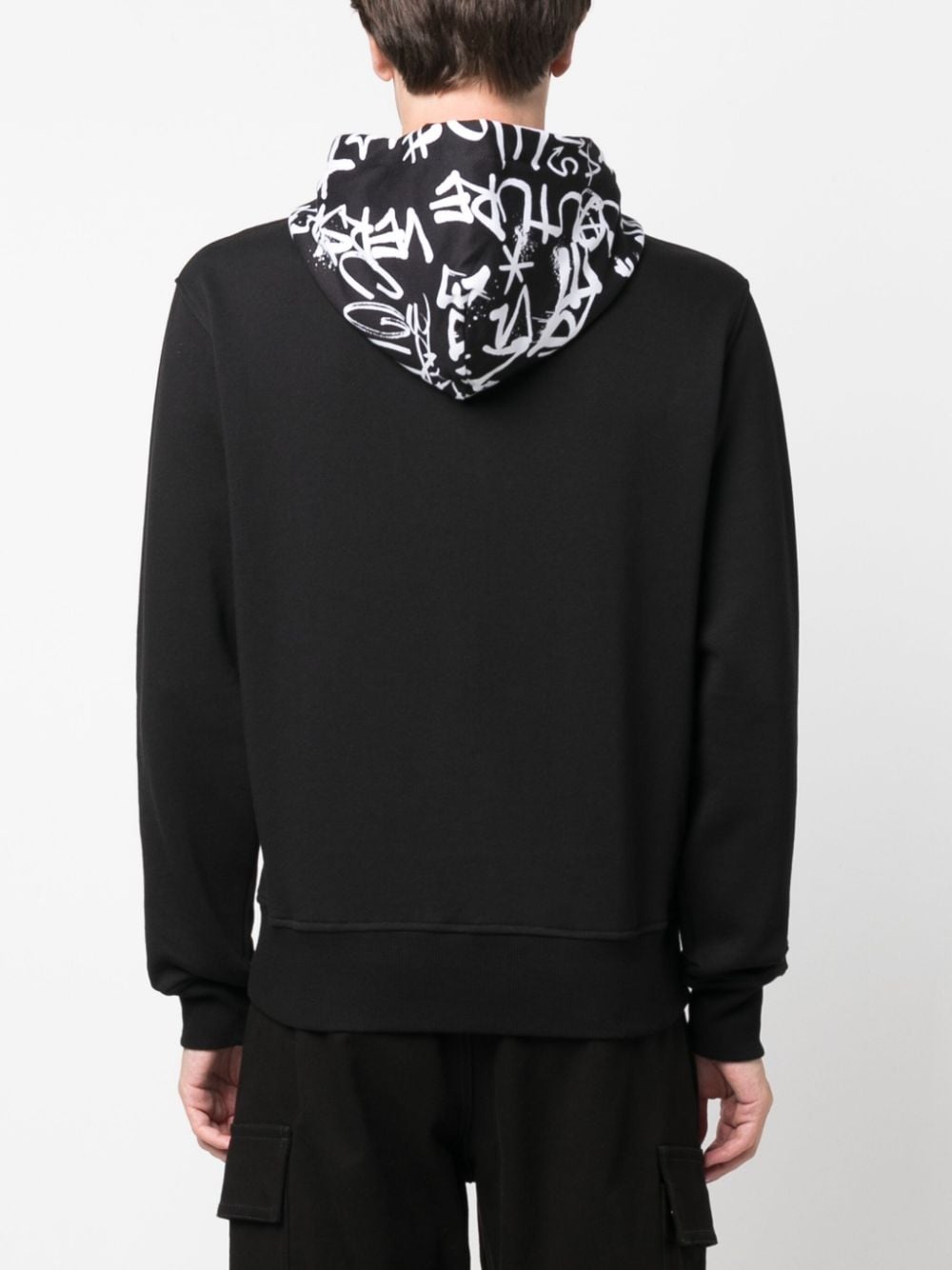 graffiti-print zip-up cotton hoodie - 4